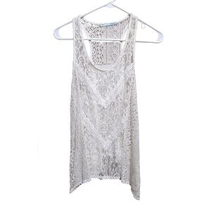 Maurices White Lace/Knit Tank Top, Size Small